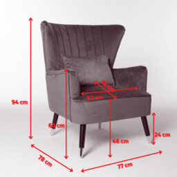 Fabric Black Patchwork Accent Wingback Chair With Footstool - thumbnail 8