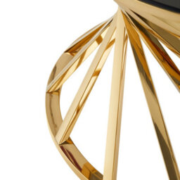Comfy Living Round Geometric Design Gold Metal Coffee Table With Tinted Glass Tempered Top - thumbnail 5