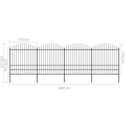 Berkfield Garden Fence With Spear Top Steel (1.75-2)X6.8 M Black - thumbnail 5