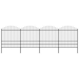 Berkfield Garden Fence With Spear Top Steel (1.75-2)X6.8 M Black - thumbnail 1