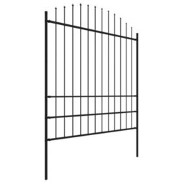Berkfield Garden Fence With Spear Top Steel (1.75-2)X6.8 M Black - thumbnail 3