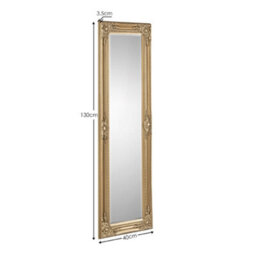 Julian Bowen Palais Gold Dress Mirror, Wood Frame, Rectangular, Full Length, Freestanding, 130 X 40 X 3.5Cm - thumbnail 4