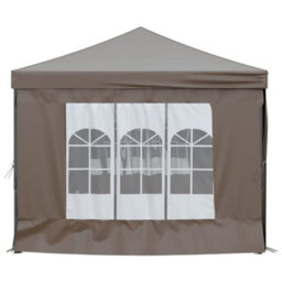 Walplus Folding Party Tent Garden Gazebo Canopy With Sidewalls Taupe 3X6 M - thumbnail 4