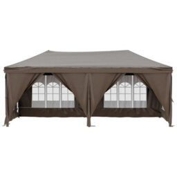 Walplus Folding Party Tent Garden Gazebo Canopy With Sidewalls Taupe 3X6 M - thumbnail 3