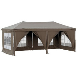 Walplus Folding Party Tent Garden Gazebo Canopy With Sidewalls Taupe 3X6 M - thumbnail 2