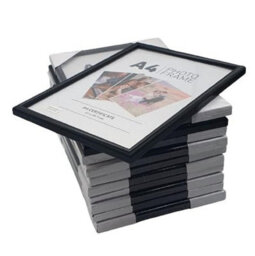 Pack Of 12 A4 Photo & Certificate Frames - Wall Hanging & Desk Mountable Picture Frame Plain 21Cm X29.7Cm (Black) - thumbnail 2