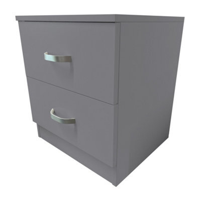 Fwstyle Tunis Grey 2 Drawer Bedside Table Chest (H) 47Cm (W) 40Cm (D) 39Cm - image 1