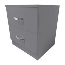 Fwstyle Tunis Grey 2 Drawer Bedside Table Chest (H) 47Cm (W) 40Cm (D) 39Cm - thumbnail 1