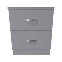 Fwstyle Tunis Grey 2 Drawer Bedside Table Chest (H) 47Cm (W) 40Cm (D) 39Cm - thumbnail 2