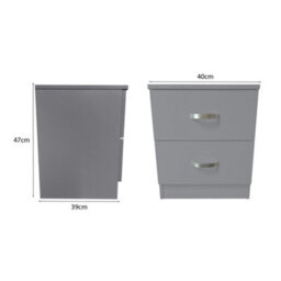 Fwstyle Tunis Grey 2 Drawer Bedside Table Chest (H) 47Cm (W) 40Cm (D) 39Cm - thumbnail 6