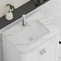 Royal Bathrooms Henley 600mm Gloss White Floor Standing Vanity Unit 2 Door With Undrilled Carrara White Top & Chrome Knob - thumbnail 6