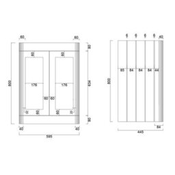 Royal Bathrooms Henley 600mm Gloss White Floor Standing Vanity Unit 2 Door With Undrilled Carrara White Top & Chrome Knob - thumbnail 8