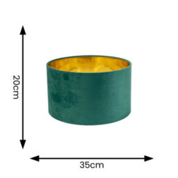 Valuelights Reni Green Velvet & Gold Inner Drum Ceiling Lamp Shade And Bulb (D)35Cm - thumbnail 5