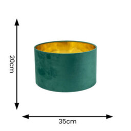 Valuelights Reni Green Velvet & Gold Inner Drum Ceiling Lamp Shade And Bulb (D)35Cm - thumbnail 8
