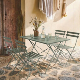 Sweeek - 4-Seater Folding Metal Bistro Garden Table Khaki Green 110X70X71 Cm - Emilia - thumbnail 6