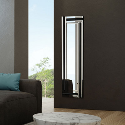 Mirroroutlet Dalton Black All Glass Dress Mirror 120 X 40 Cm - image 1