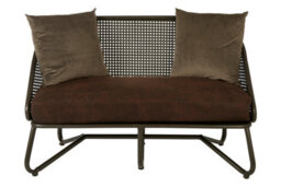 Orsina 2 Seat Sofa With Curved Legs,faux Upholstered Couch With Open Lattice Backrest,two Seater Sofa For Patio - thumbnail 6