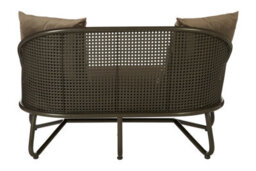 Orsina 2 Seat Sofa With Curved Legs,faux Upholstered Couch With Open Lattice Backrest,two Seater Sofa For Patio - thumbnail 5