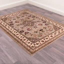 Beige Traditional Bordered Floral Easy To Clean Rug For Dining Room Bed Room And Living Room-160Cm X 230Cm - thumbnail 2