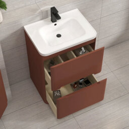 Royal Bathrooms Venice 600mm Terracotta Clay Floor Standing Bathroom Vanity Unit 2 Drawer With Ceramic Basin - 1 Tap Hole Basin - thumbnail 4