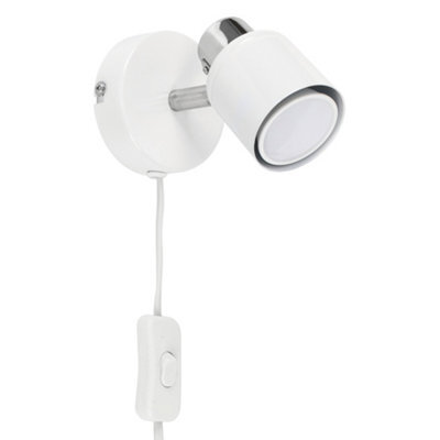 Valuelights Benton White & Chrome Plug In Wall Spotlight - image 1