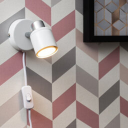 Valuelights Benton White & Chrome Plug In Wall Spotlight - thumbnail 5
