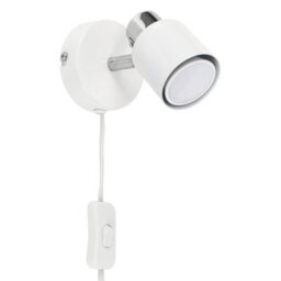 Valuelights Benton White & Chrome Plug In Wall Spotlight