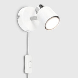 Valuelights Benton White & Chrome Plug In Wall Spotlight - thumbnail 3