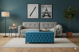 120Cm Wide Empire Ottoman Storage Box With Legs, Duck Egg Velvet Chesterfield Upholstered Ottoman Footstool Coffee Table - thumbnail 4