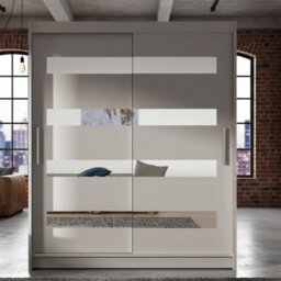 Sliding Wardrobe Westa Xiii 150 Cm With Mirror Panels Cashmere - thumbnail 1