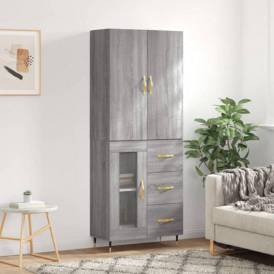Berkfield Highboard Grey Sonoma 69.5X34X180 Cm Engineered Wood - image 1