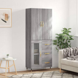 Berkfield Highboard Grey Sonoma 69.5X34X180 Cm Engineered Wood - thumbnail 1