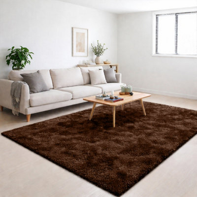 Bedlooms Brown Non-Slip Shaggy Rug 120X170Cm, Modern Area Rug Living Room Bedroom Hall Rugs