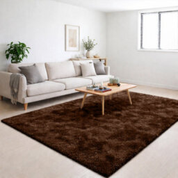 Bedlooms Brown Non-Slip Shaggy Rug 120X170Cm, Modern Area Rug Living Room Bedroom Hall Rugs