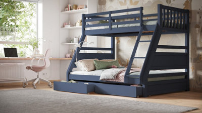 Flair Ollie Triple Bunk Bed With Drawers Navy - image 1
