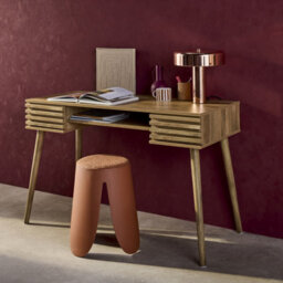 Sweeek - 2-Drawers Wooden Effect Desk  Madere Natural 120X55X76.5 Cm - thumbnail 5