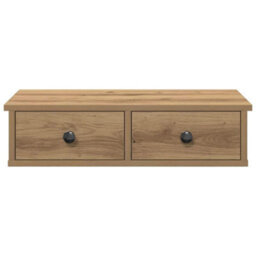 Berkfield Wall Shelf With Drawers Artisian Oak 60X25X15 Cm Engineered Wood - thumbnail 4