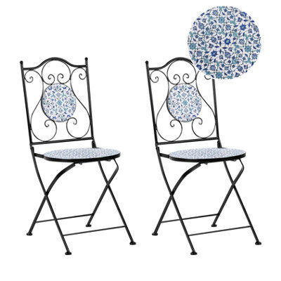 Beliani Set Of 2 Garden Chairs Chapeco Folding Metal Black - image 1