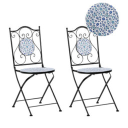 Beliani Set Of 2 Garden Chairs Chapeco Folding Metal Black - thumbnail 1