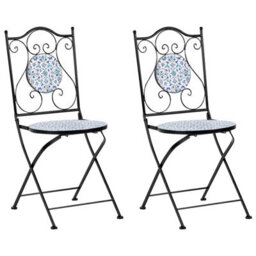 Beliani Set Of 2 Garden Chairs Chapeco Folding Metal Black - thumbnail 4