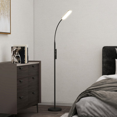 Homcom Led Floor Lamp For Living Room With Magnetic Remote Control, Black - image 1