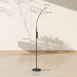 Homcom Led Floor Lamp For Living Room With Magnetic Remote Control, Black - thumbnail 3