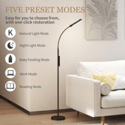 Homcom Led Floor Lamp For Living Room With Magnetic Remote Control, Black - thumbnail 4
