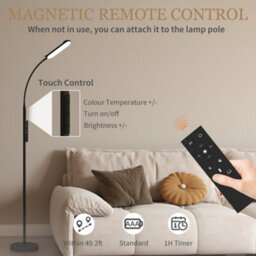 Homcom Led Floor Lamp For Living Room With Magnetic Remote Control, Black - thumbnail 7