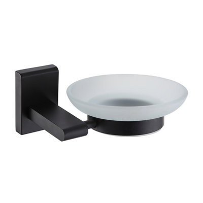 Showerdrape Unity Black Steel & Frosted Glass Wall Mounted Soap Dish - image 1