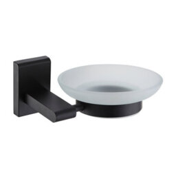 Showerdrape Unity Black Steel & Frosted Glass Wall Mounted Soap Dish - thumbnail 1