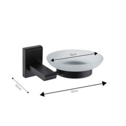 Showerdrape Unity Black Steel & Frosted Glass Wall Mounted Soap Dish - thumbnail 2