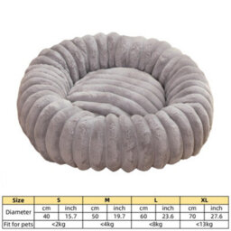 Grey Fluffy Donut Dog Bed Round Calming Pet Cushion Soft Plush Puppy Bed Cats & Dogs 70Cm Diameter - thumbnail 2