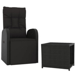 Berkfield 2 Piece Garden Lounge Set Black Poly Rattan&steel - thumbnail 3