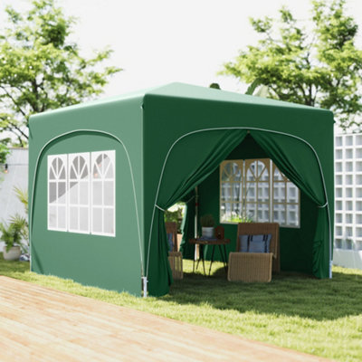 Outsunny 3 X 3(M) Upf50+ Pop Up Gazebo With Sides And Carry Bag, Dark Green - image 1